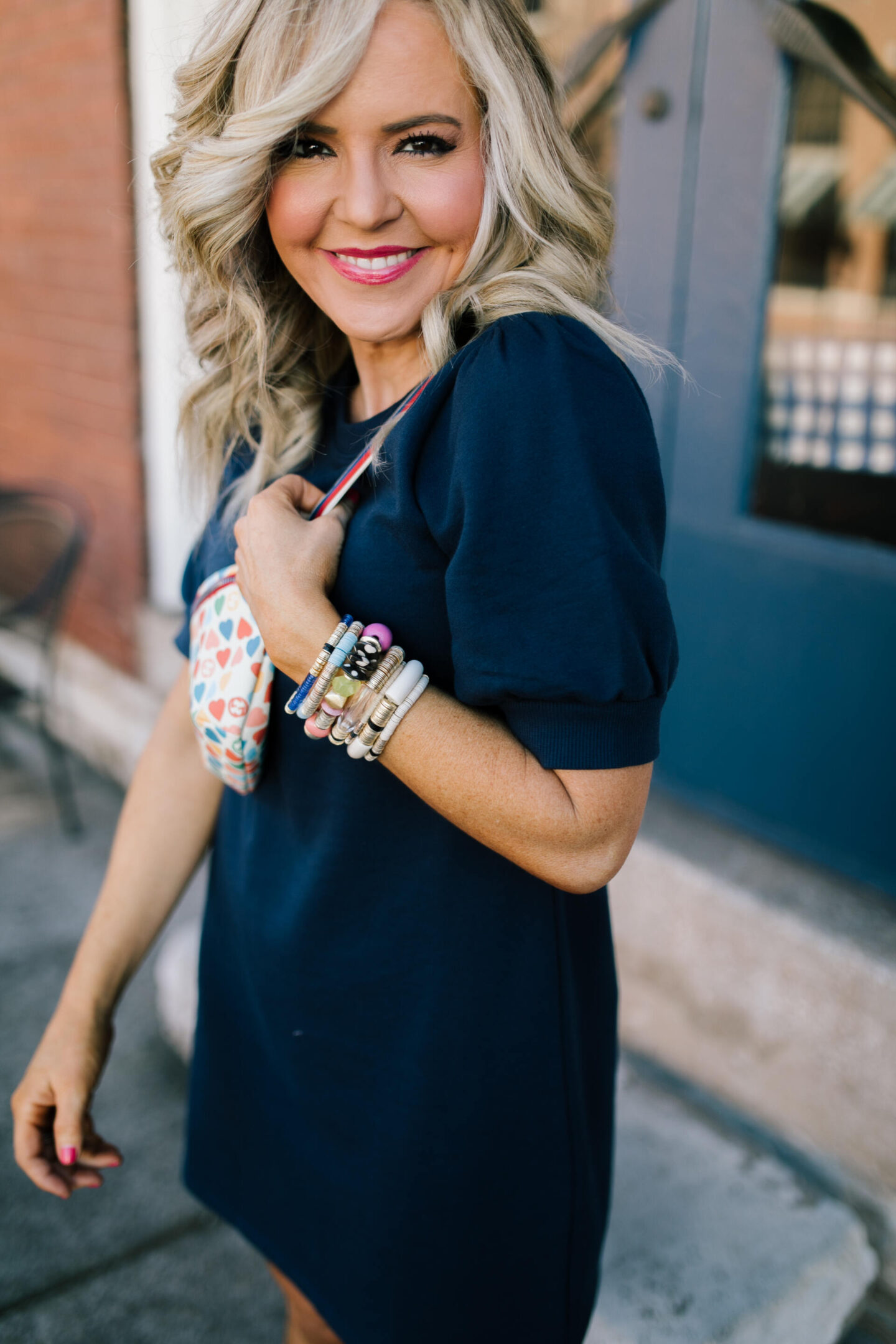 Walmart Free Assembly by popular Nashville fashion blog, Hello Happiness: image of Natasha Stoneking wearing a Walmart Free Assembly puff shoulder dress.