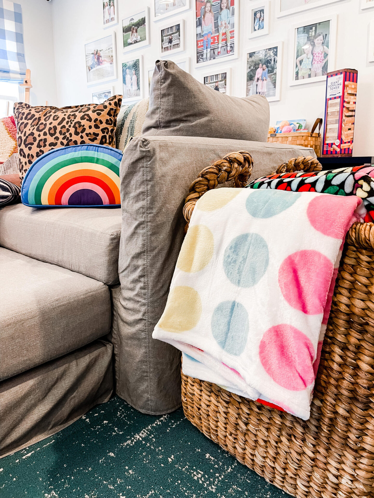 Smarts and Crafts by popular Nashville lifestyle blog, Hello Happiness: image of Smarts and Crafts rainbow throw pillow.