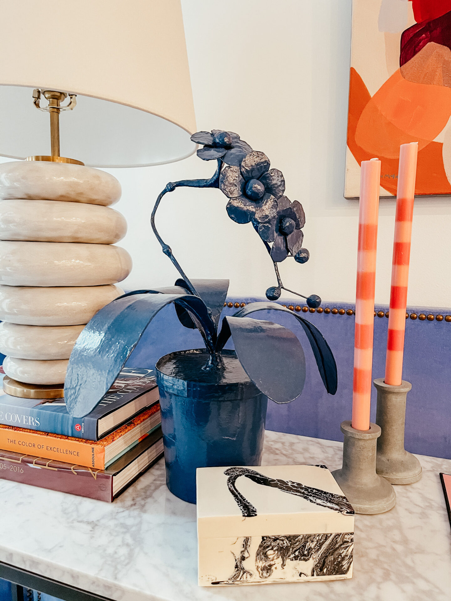 Faux Plants by popular Nashville life and style blog, Hello Happiness: image of a faux blue orchid.