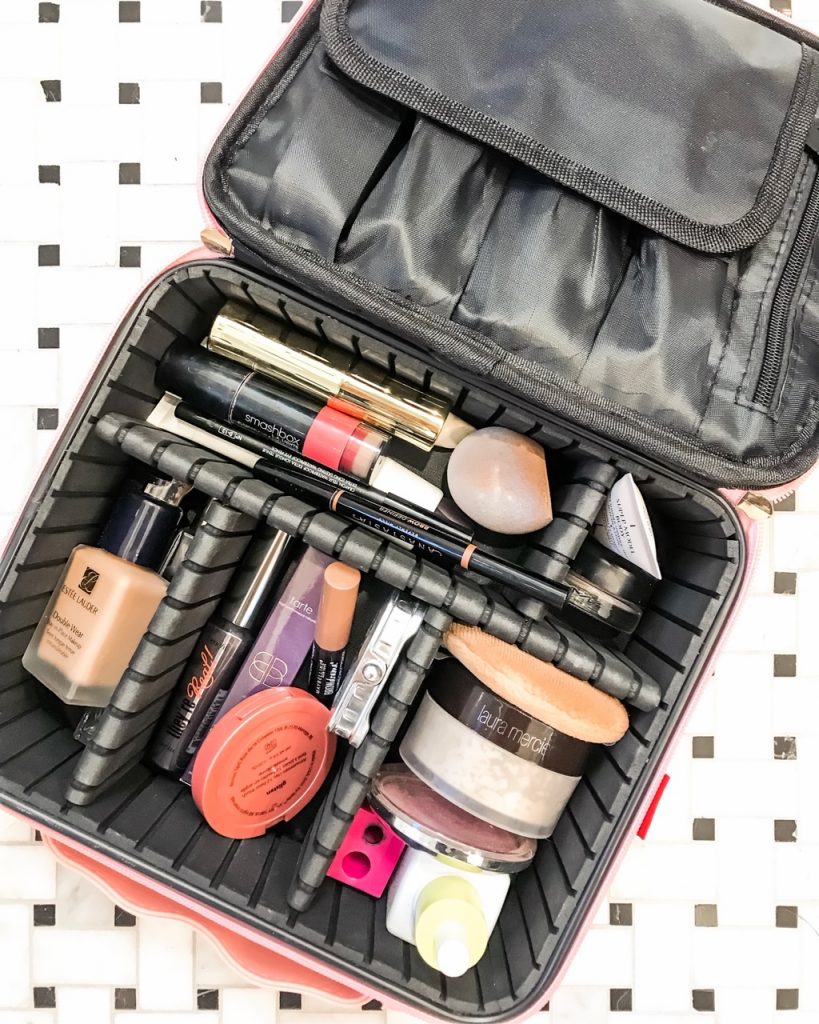 Top 10 of 2019 favorites + best sellers by popular life and style blog, Hello Happiness: image of a travel makeup bag.