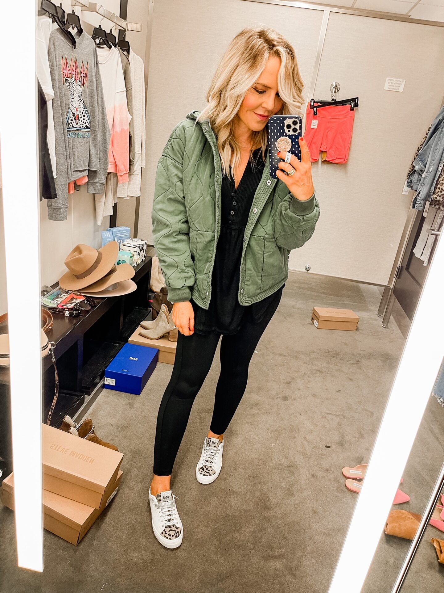 Nordstrom Anniversary Sale by popular Nashville fashion blog, Hello Happiness: image of Natasha Stoneking wearing a Nordstrom quilted hooded jacket and Zella Live-in leggings. 