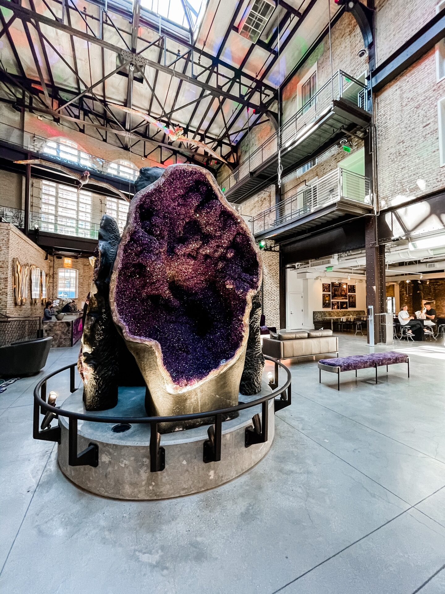 Girls Getaway by popular Nashville travel blog, Hello Happiness: image of a large purple geode display at the JW Marriott. 