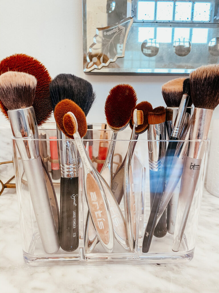 Favorite Things on Amazon by popular Nashville life and style blog, Hello Happiness: image of a acrylic makeup brush holder. 