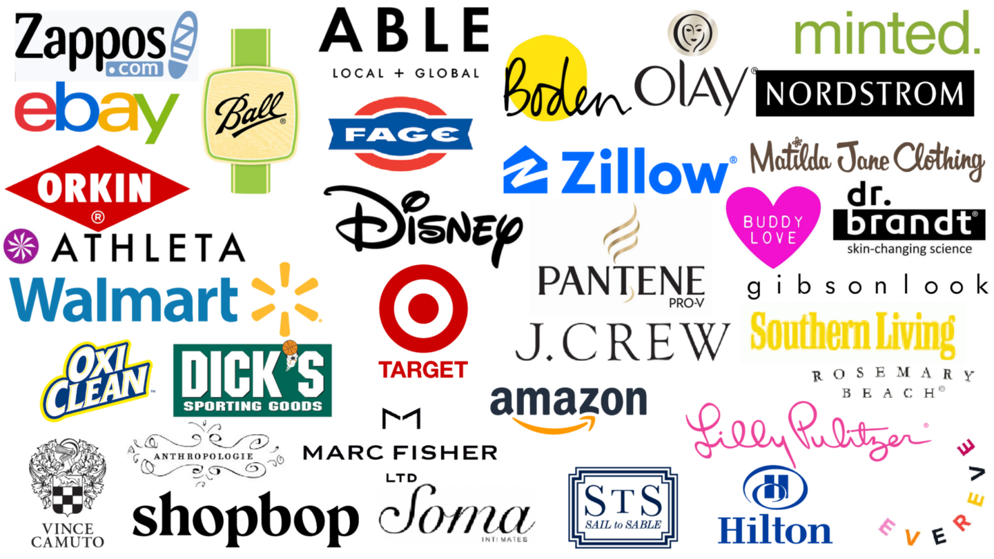 Collaborations and Partnerships by popular Nashville lifestyle blog, Hello Happiness: collage image of brands.