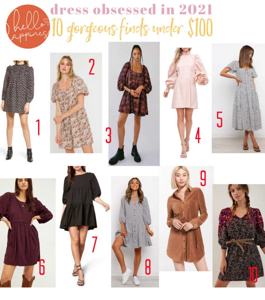 Under $100 by popular Nashville fashion blog, Hello Happiness: collage image of dresses under $100. 
