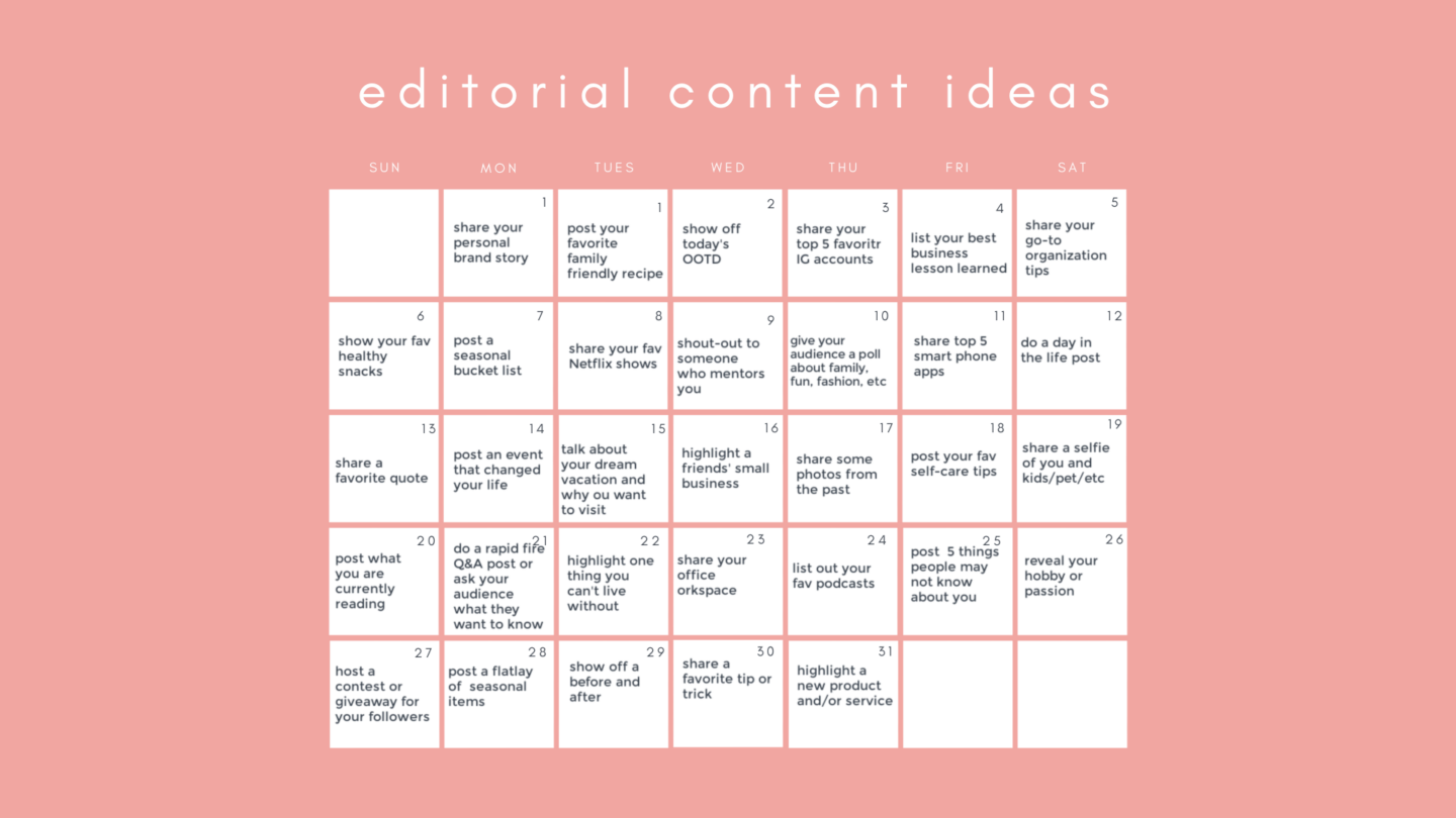 Coffee Chat by popular Nashville lifestyle blog, Hello Happiness: image of a editorial content calendar.