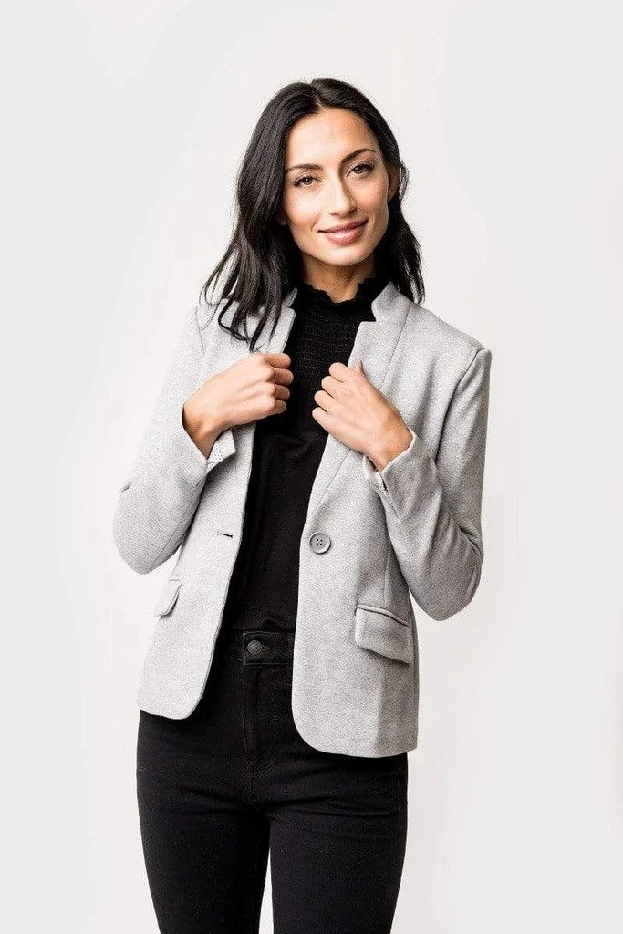 Gibson Look by popular Nashville fashion blog, Hello Happiness: collage image of a Gibson Look The Best Notch Collar Blazer.